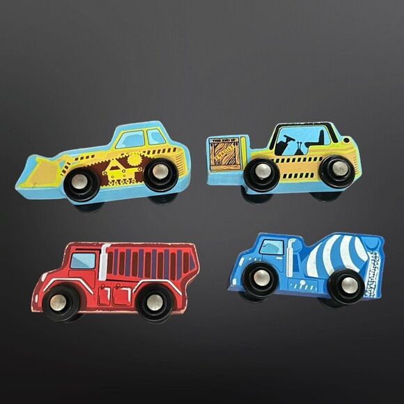 22 Vintage Melissa & Doug Wooden Vehicles Rescue Construction Race Cars - Picture 4 of 7